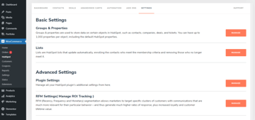 Advanced settings for HubSpot tracking system